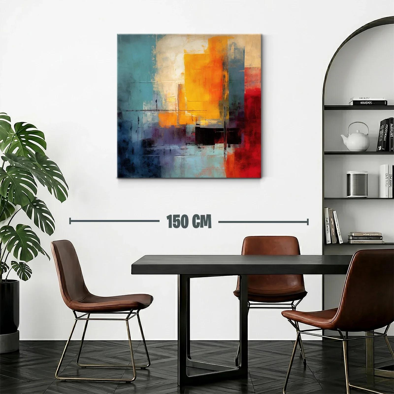 Cuadro abstracto con vibrantes tonos cálidos y fríos — miniatura 2