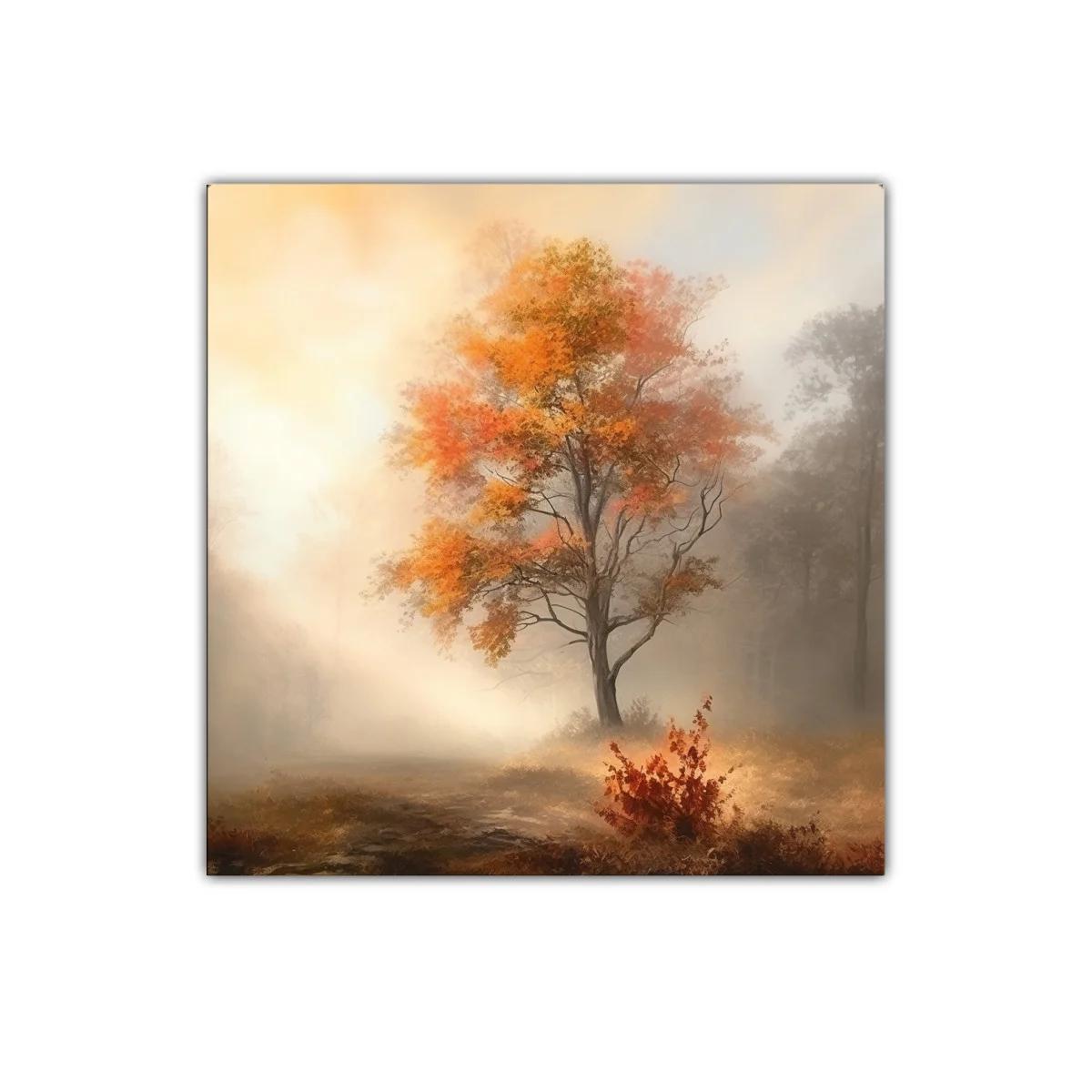 Cuadro decorativo con árbol otoñal en ambiente nebuloso — miniatura 1