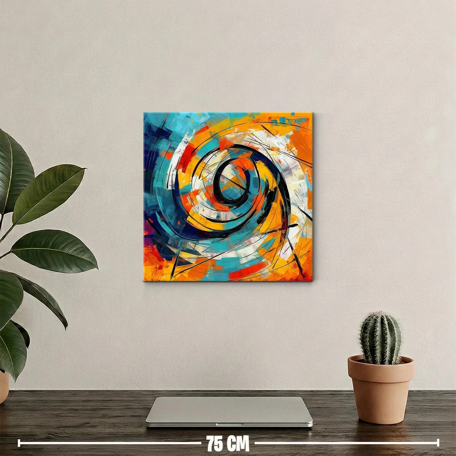 Cuadro abstracto con espiral dinámico y tonos vibrantes — miniatura 2