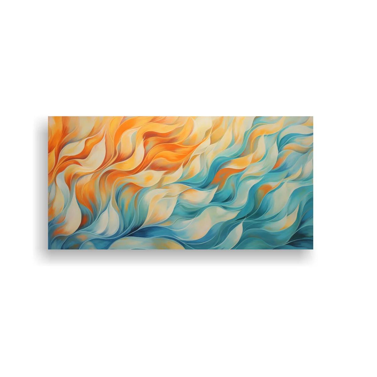 Cuadro ondas abstractas en azul y naranja — imagen principal
