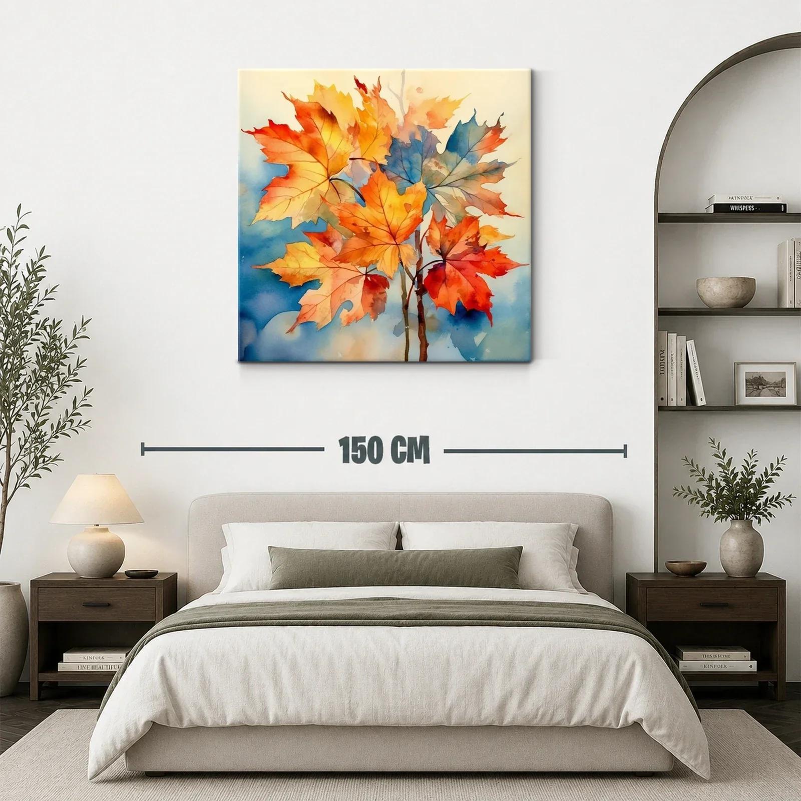 Hojas de otoño con vibrantes tonos cálidos y azules — miniatura 3