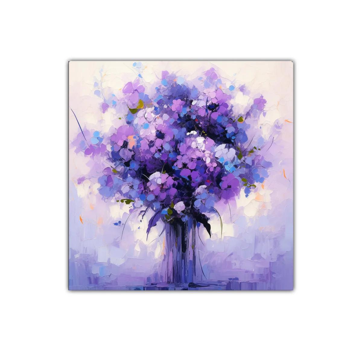 Ramillete de Flores en Tonos Violetas y Azules