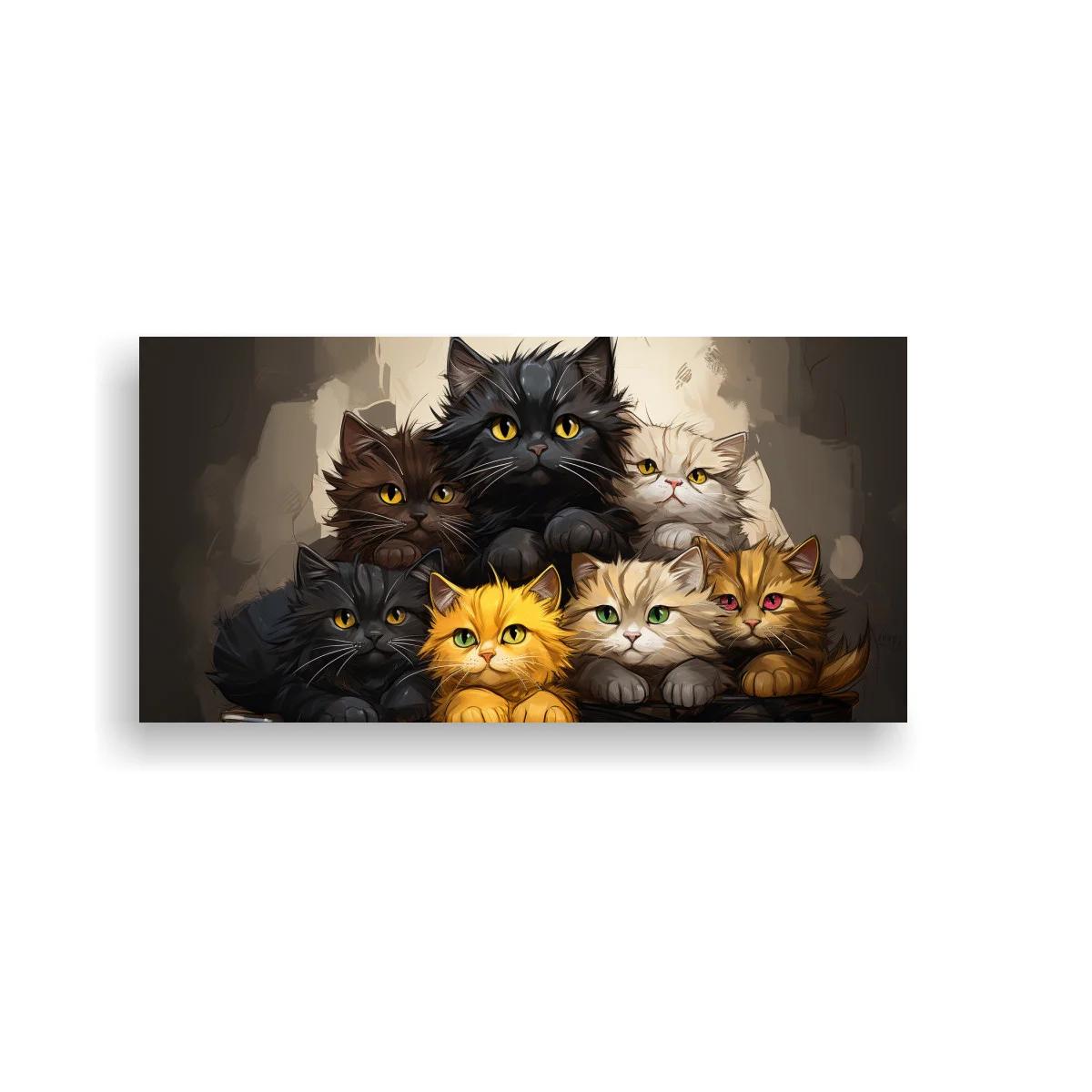 Cuadro grupo de gatos con rostros y patas visibles — imagen principal