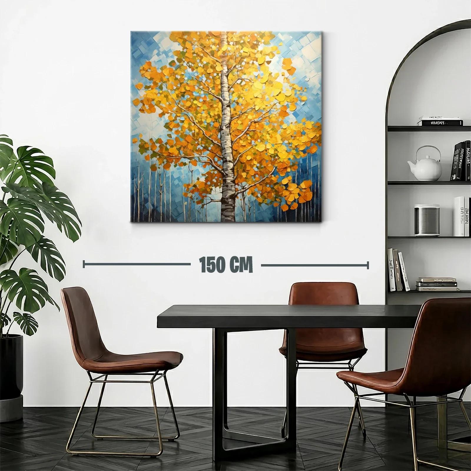 Árbol otoñal con vibrantes hojas doradas y cielo azul — miniatura 2