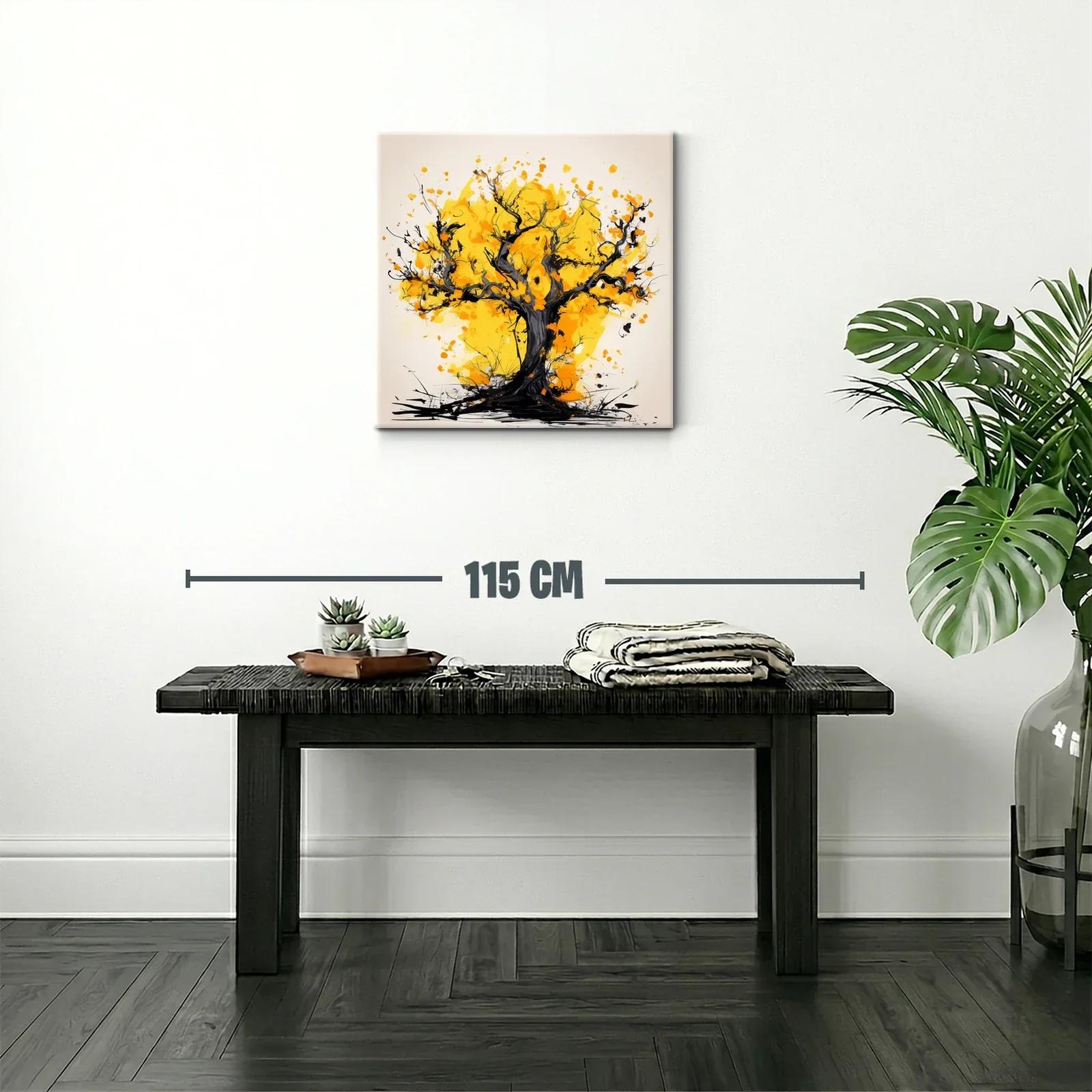 Árbol vibrante con hojas doradas en composición expresiva — miniatura 2