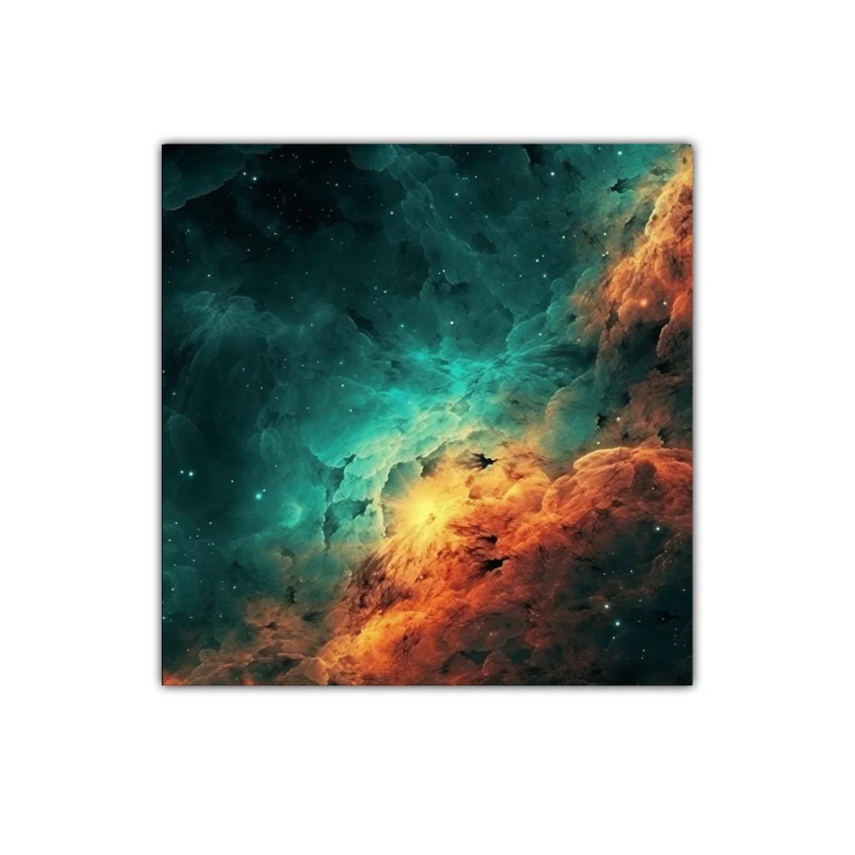 Cuadro abstracto con explosión de luz y color cósmico — miniatura 1
