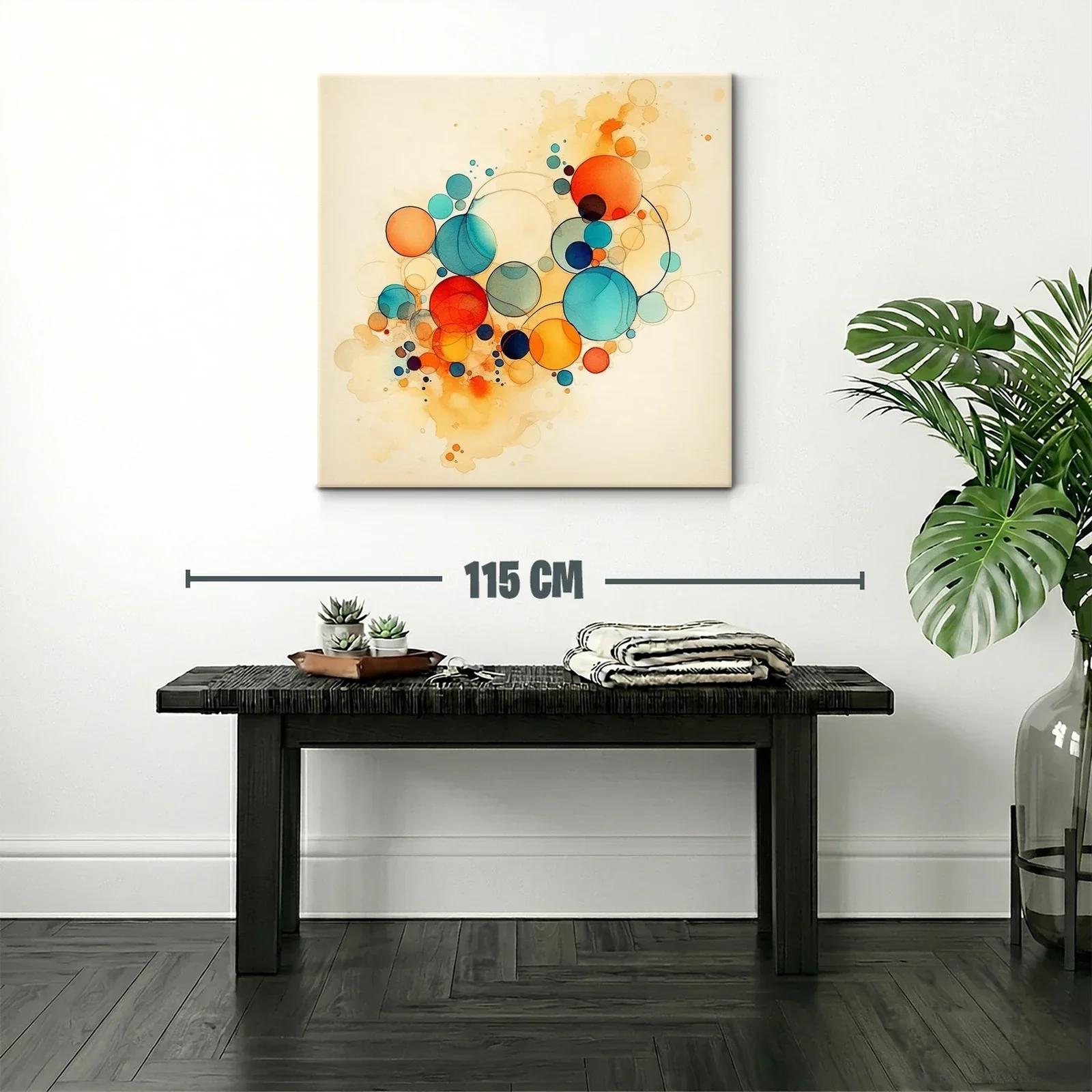 Composición abstracta con círculos en tonos cálidos y fríos — miniatura 2