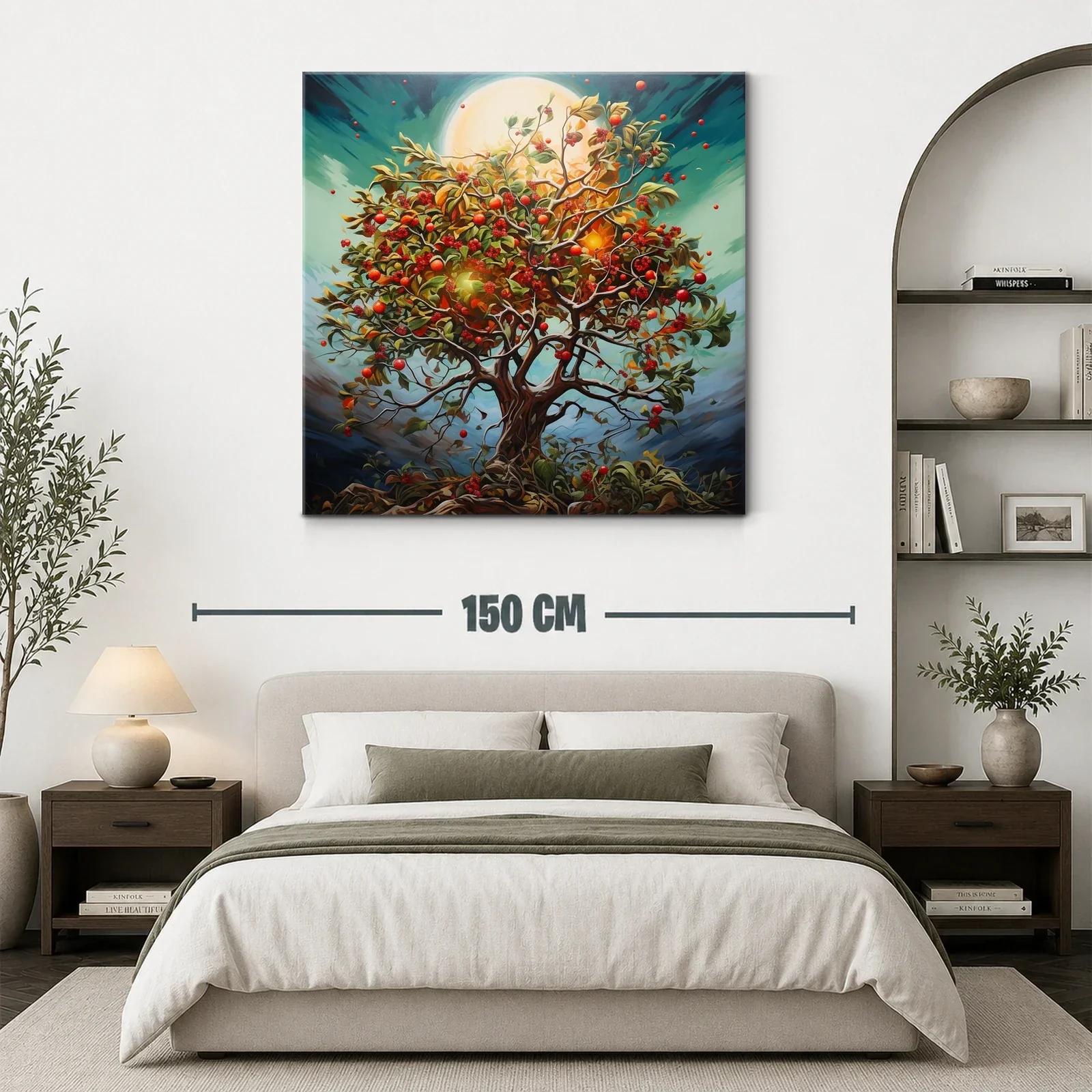 Árbol exuberante con frutos rojos y luz radiante — miniatura 3