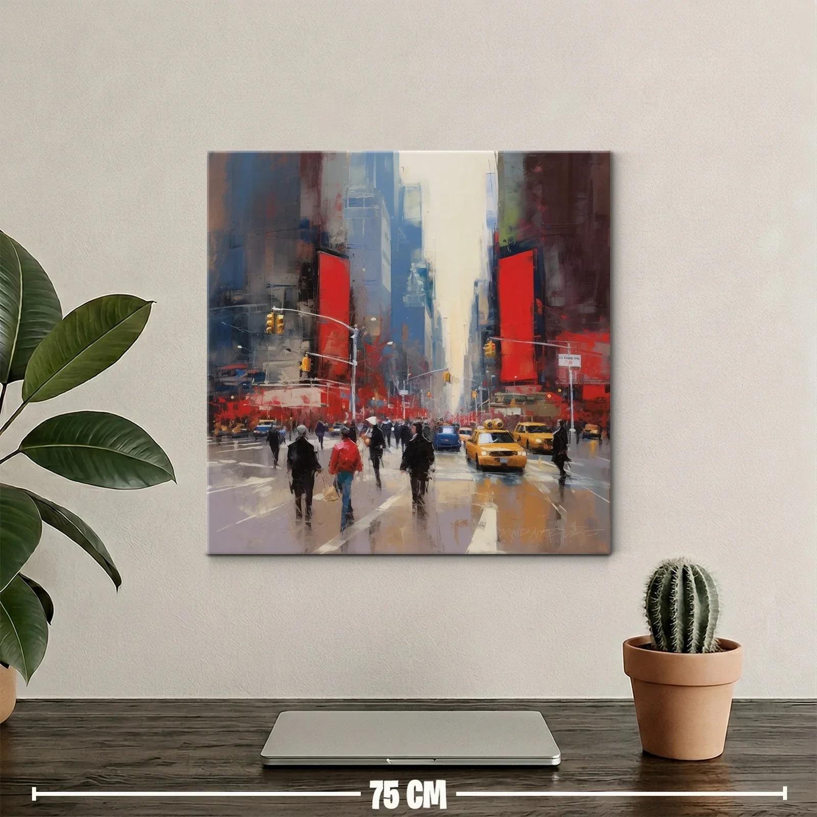 Calle urbana con taxis amarillos y luces vibrantes — miniatura 2