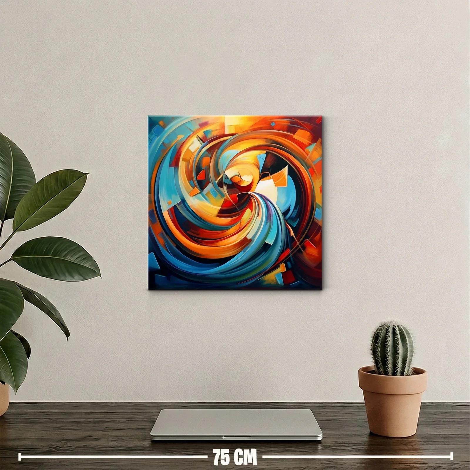 Cuadro abstracto con espirales vibrantes y tonos cálidos — miniatura 2
