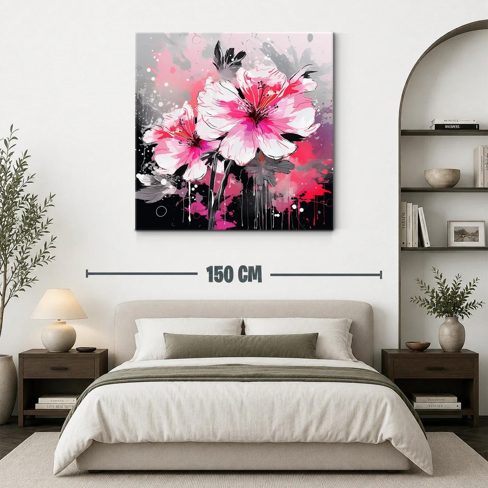 Flores vibrantes en tonos rosas y grises modernos — miniatura 3