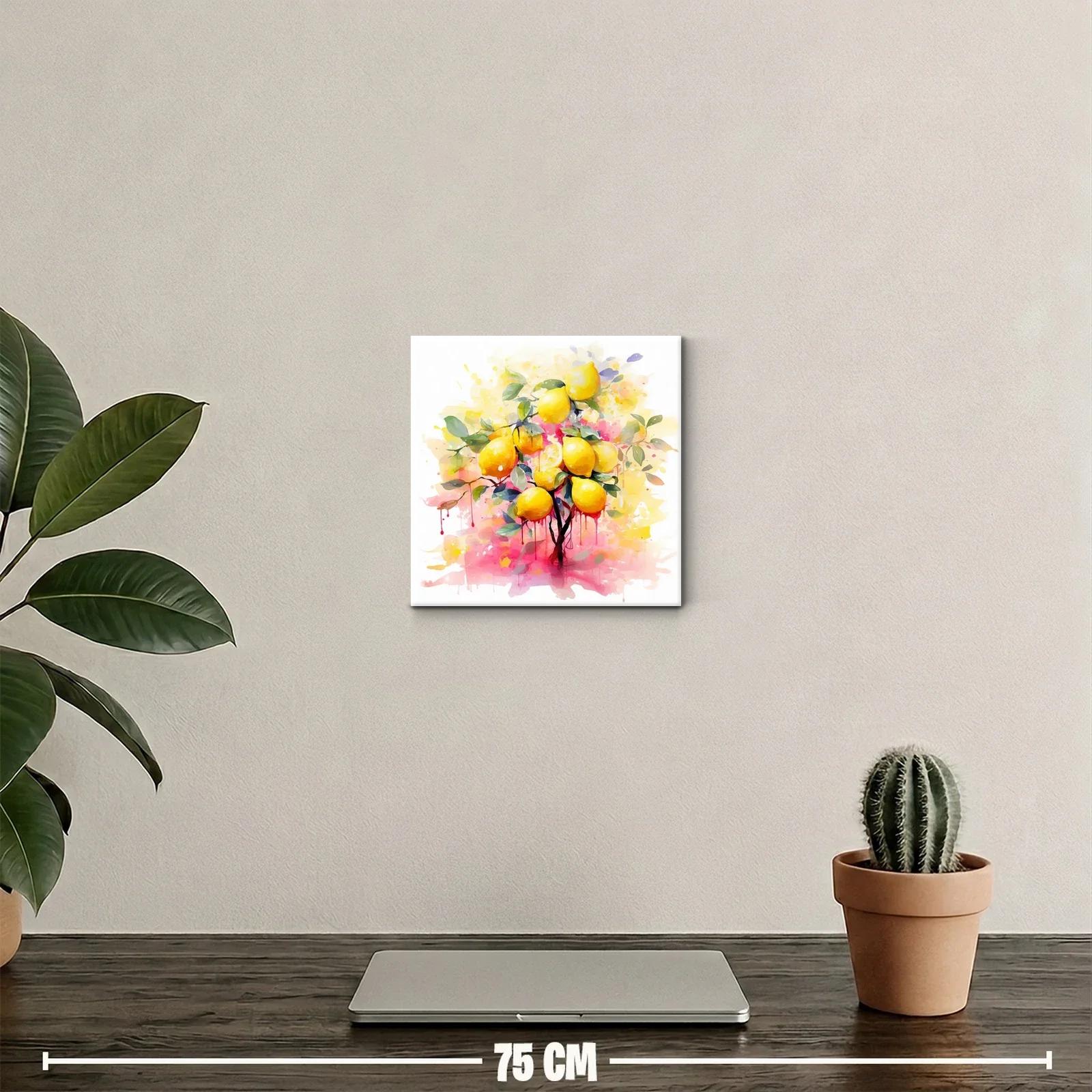 Cuadro decorativo con limones vibrantes y hojas verdes — miniatura 2
