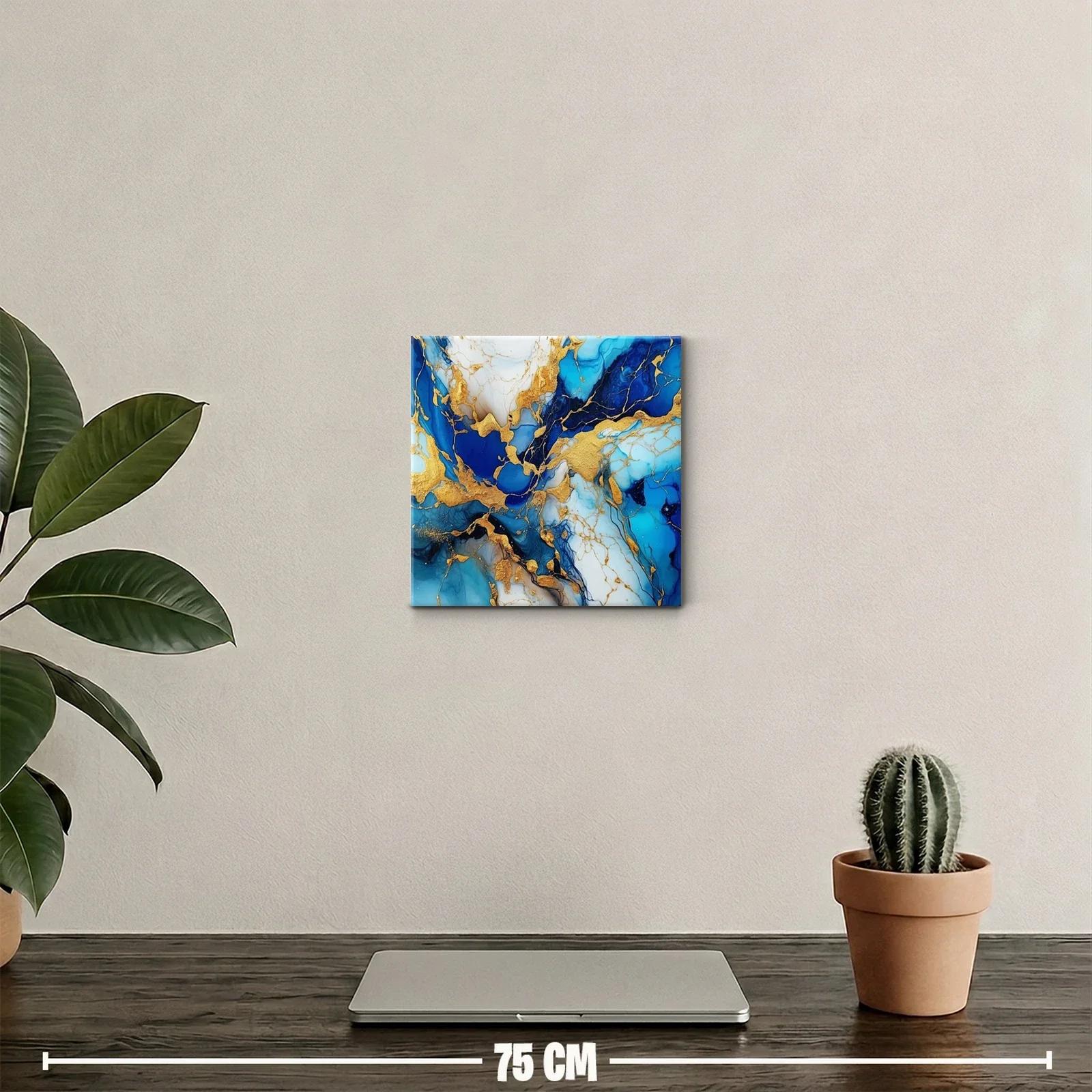 Composición abstracta en azul y dorado vibrante — miniatura 2