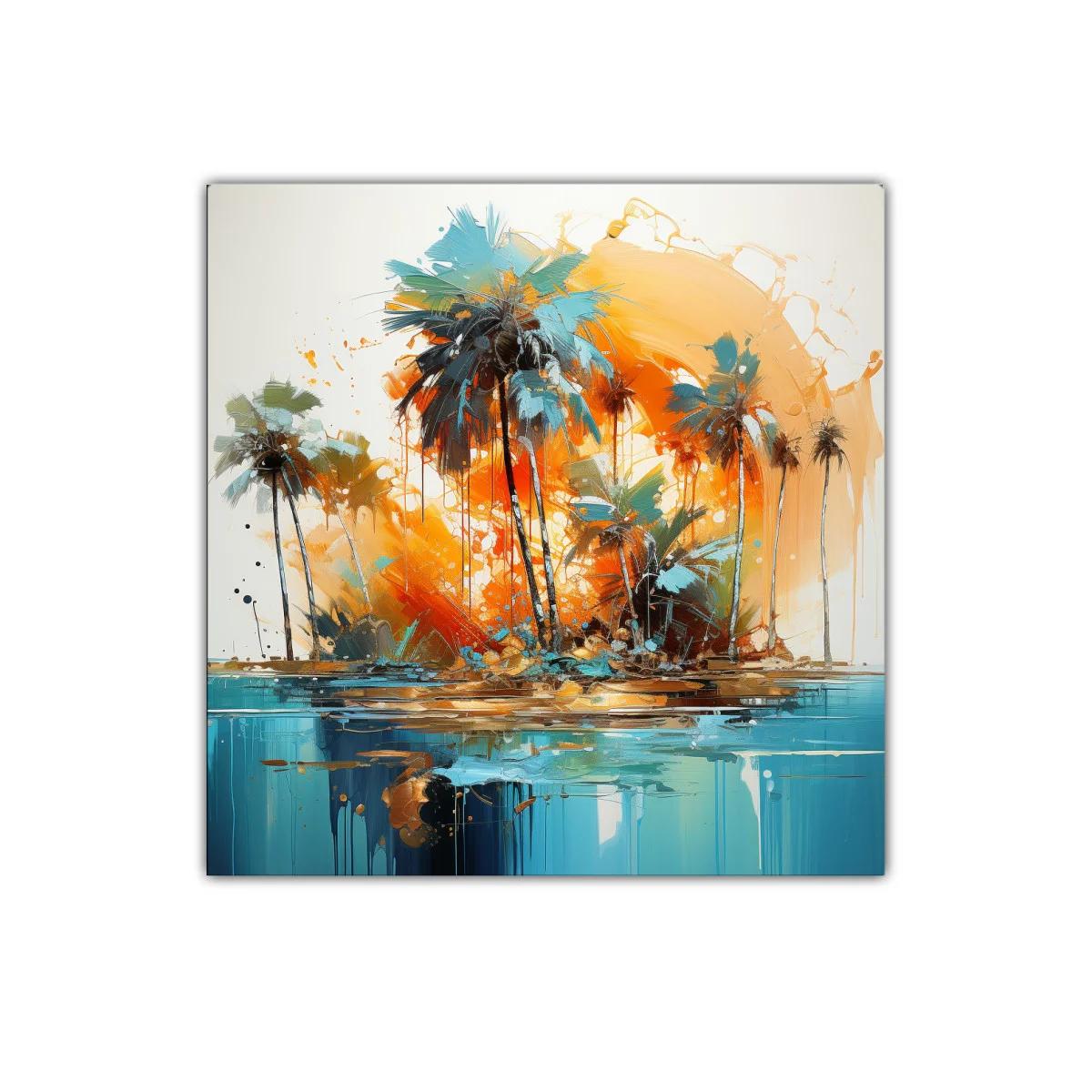 Palmeras tropicales con vibrantes tonos cálidos y fríos — miniatura 1