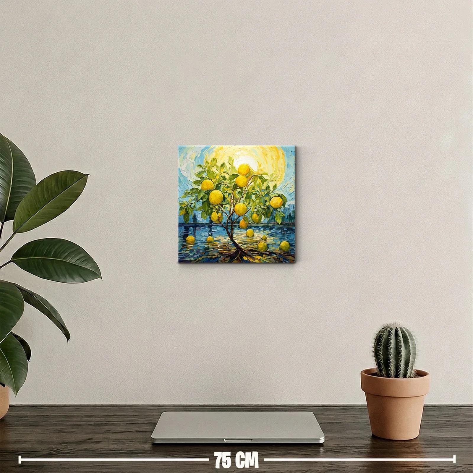 Cuadro decorativo con árbol de limones bajo sol radiante — miniatura 2