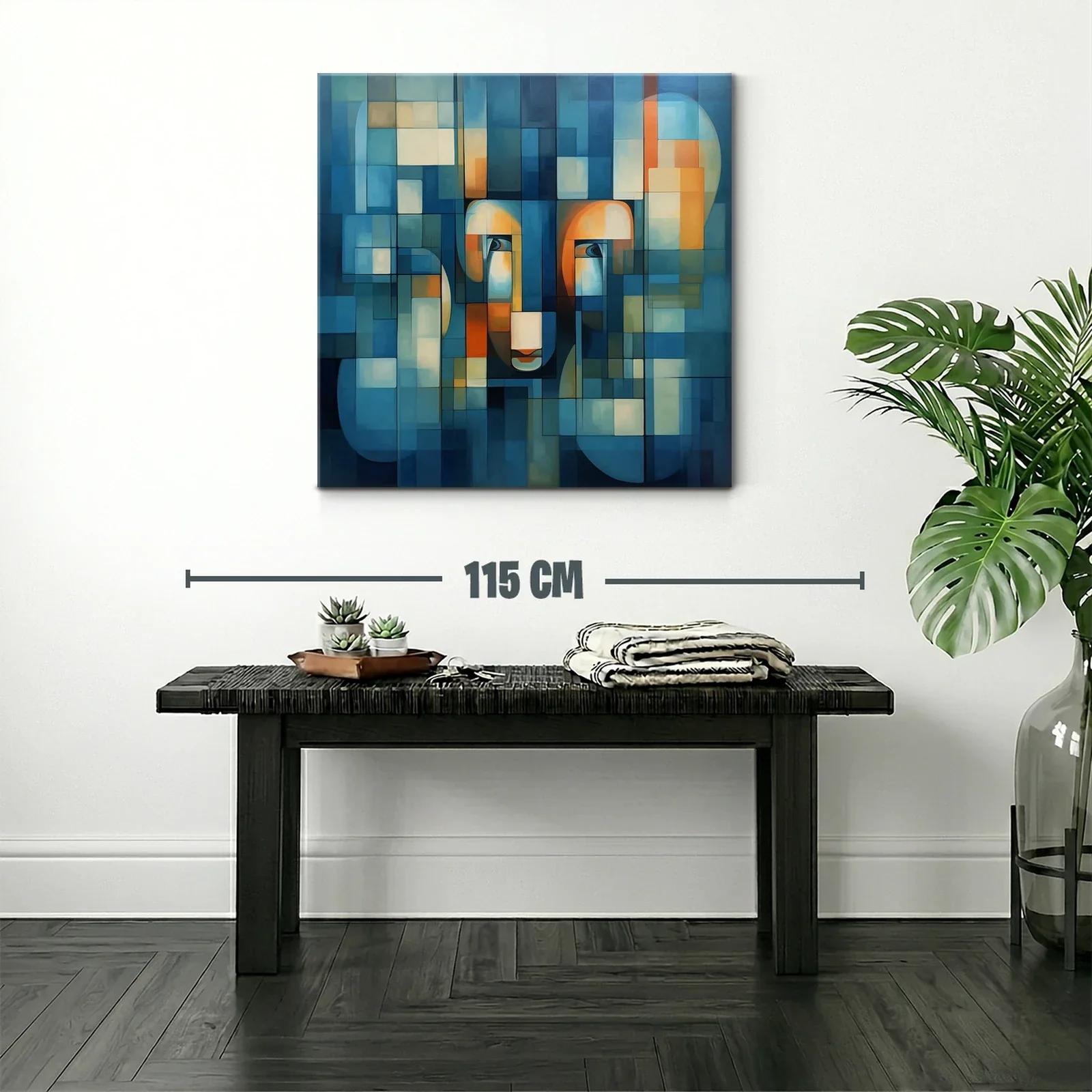 Composición abstracta con figuras y tonos azules y cálidos — miniatura 2