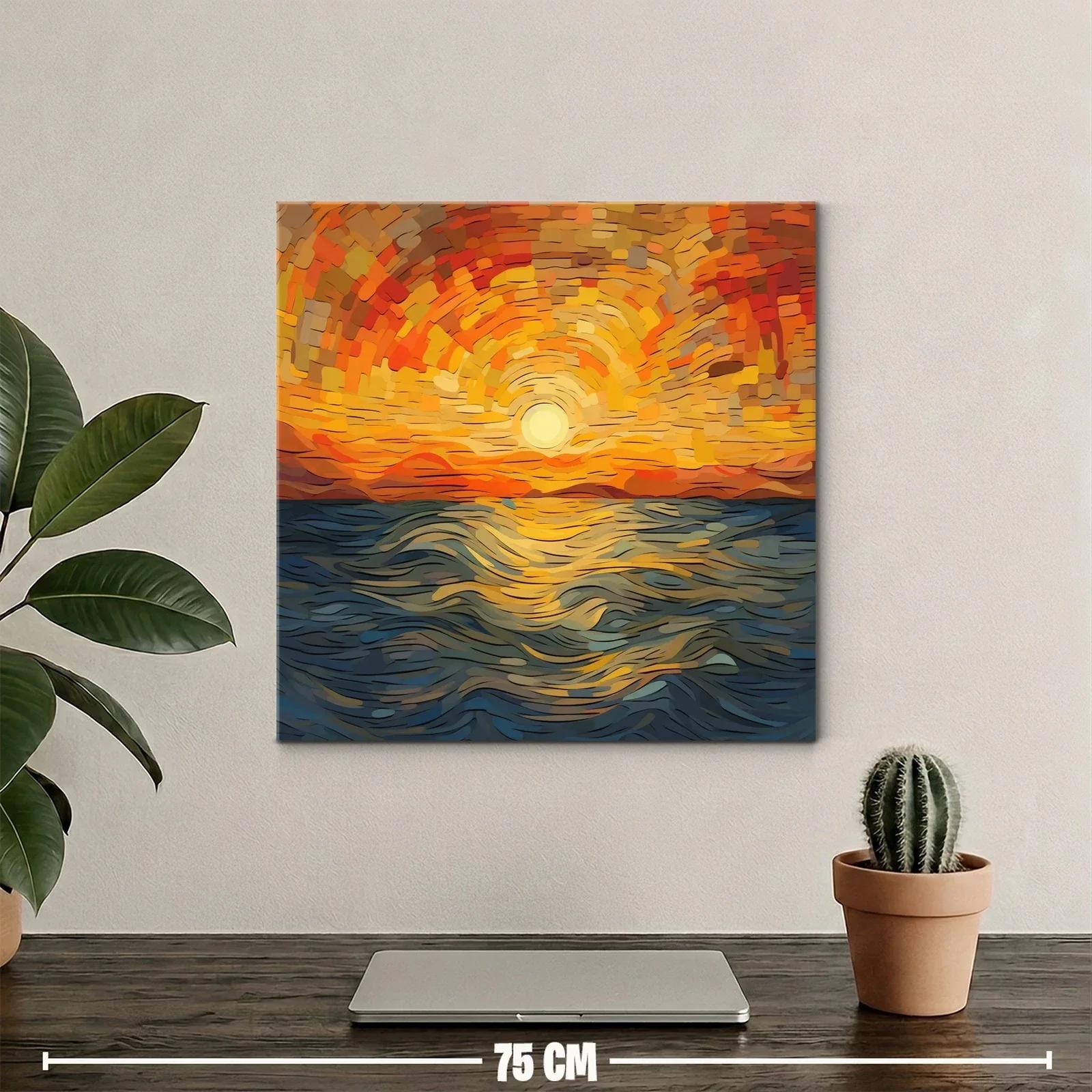 Atardecer vibrante sobre el mar con trazos expresivos — miniatura 2