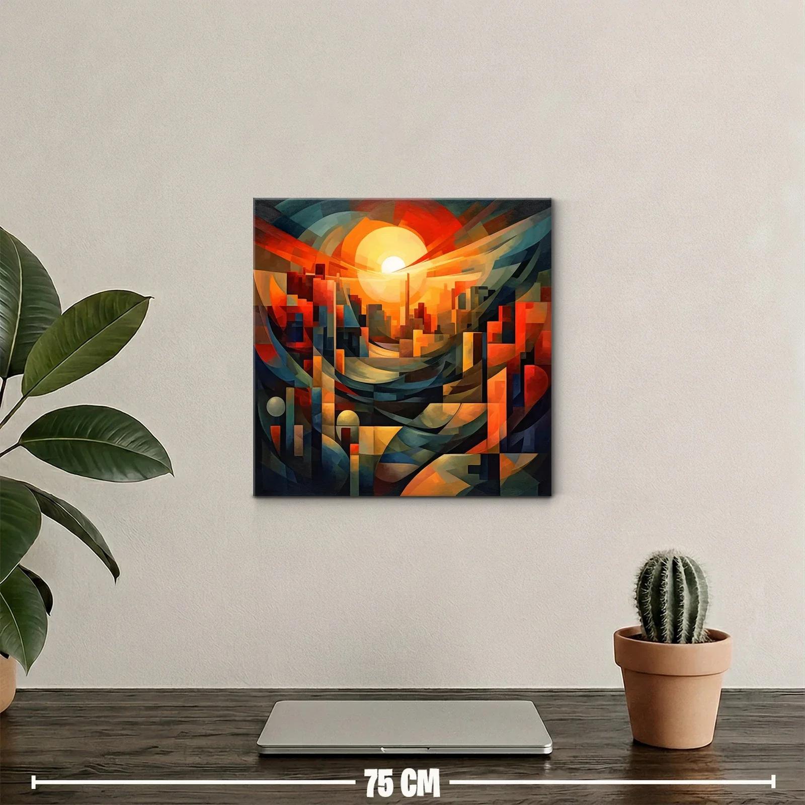 Atardecer abstracto con arquitectura geométrica vibrante — miniatura 2