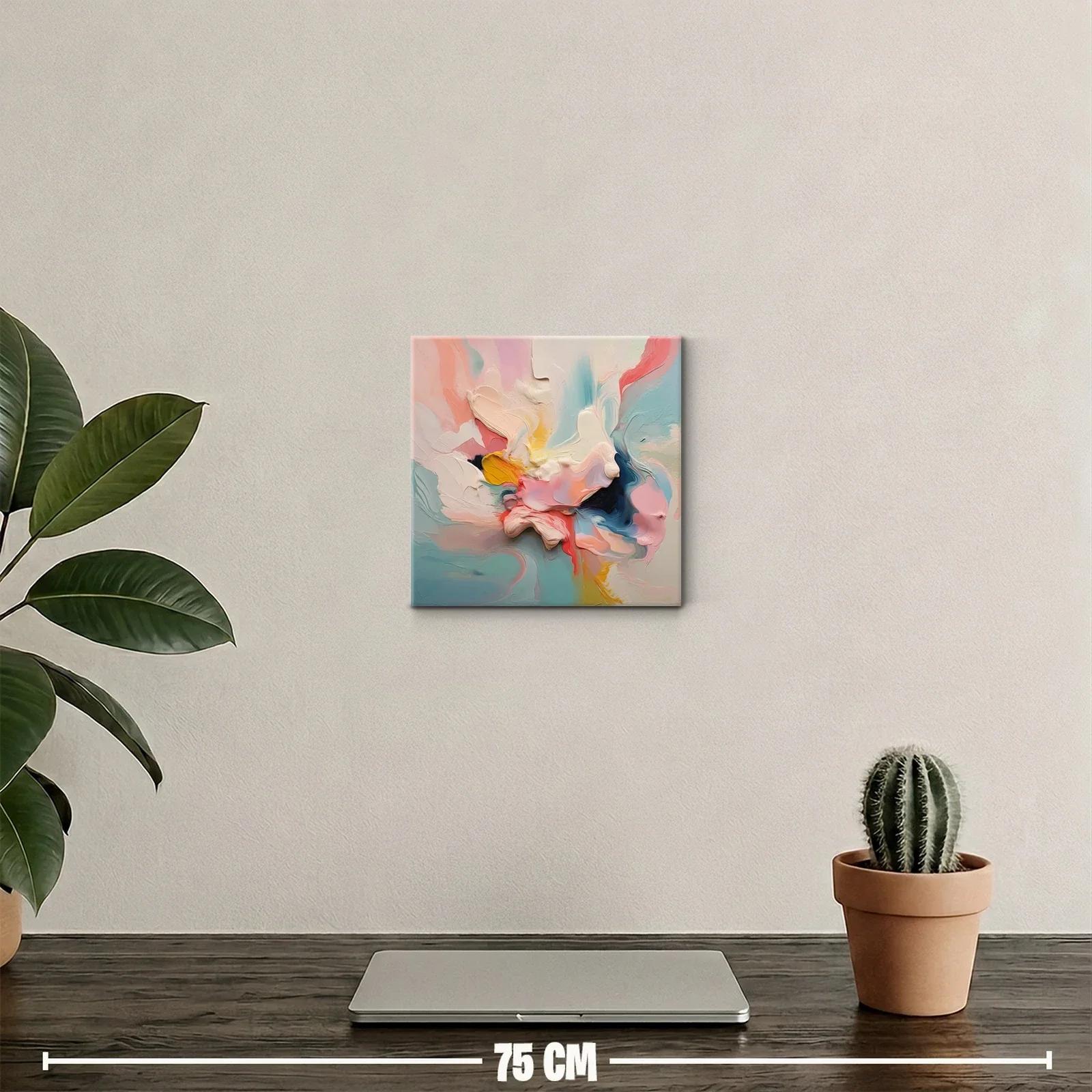 Cuadro decorativo abstracto con tonos pastel y vibrantes — miniatura 2
