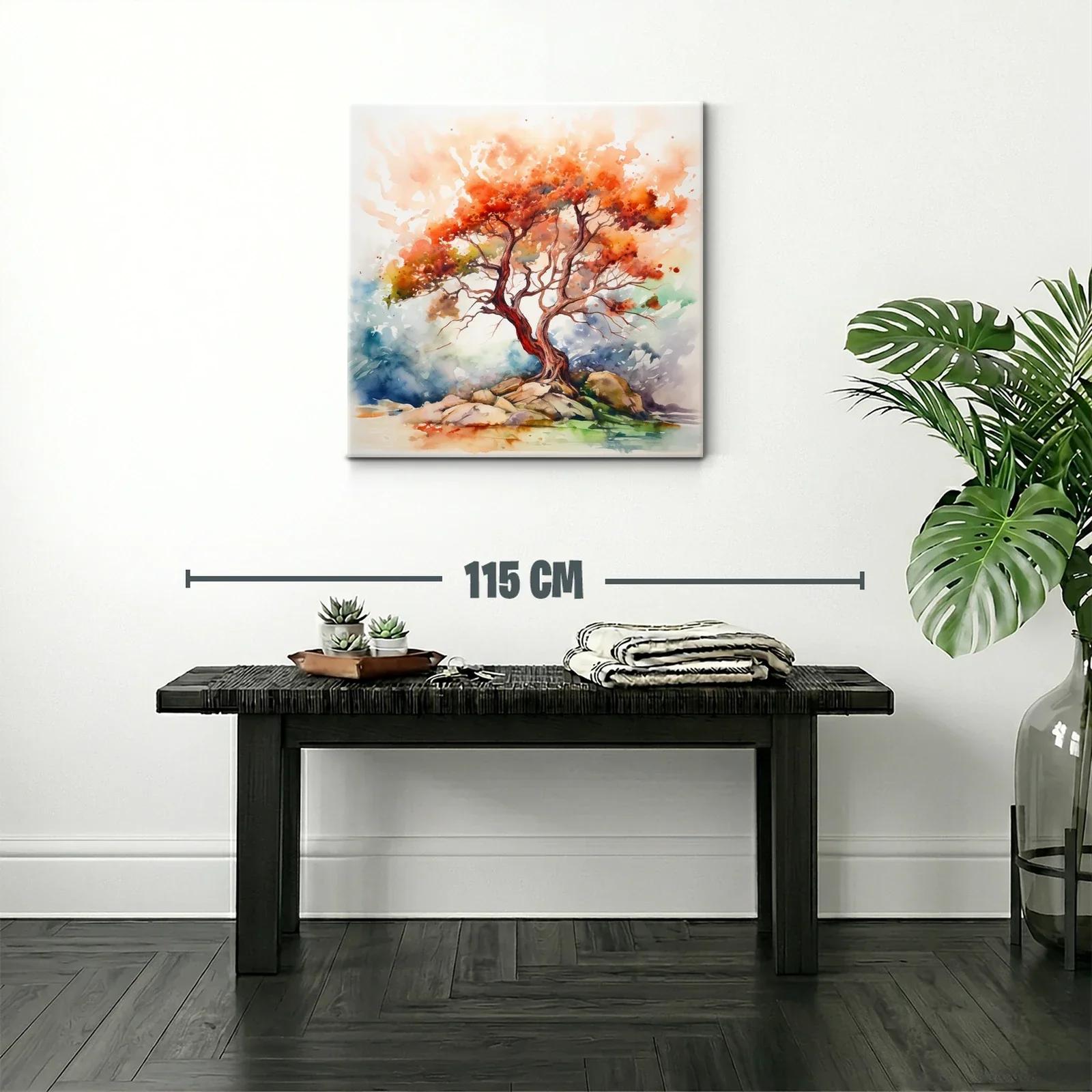 Árbol con follaje cálido y vibrante sobre rocas — miniatura 2