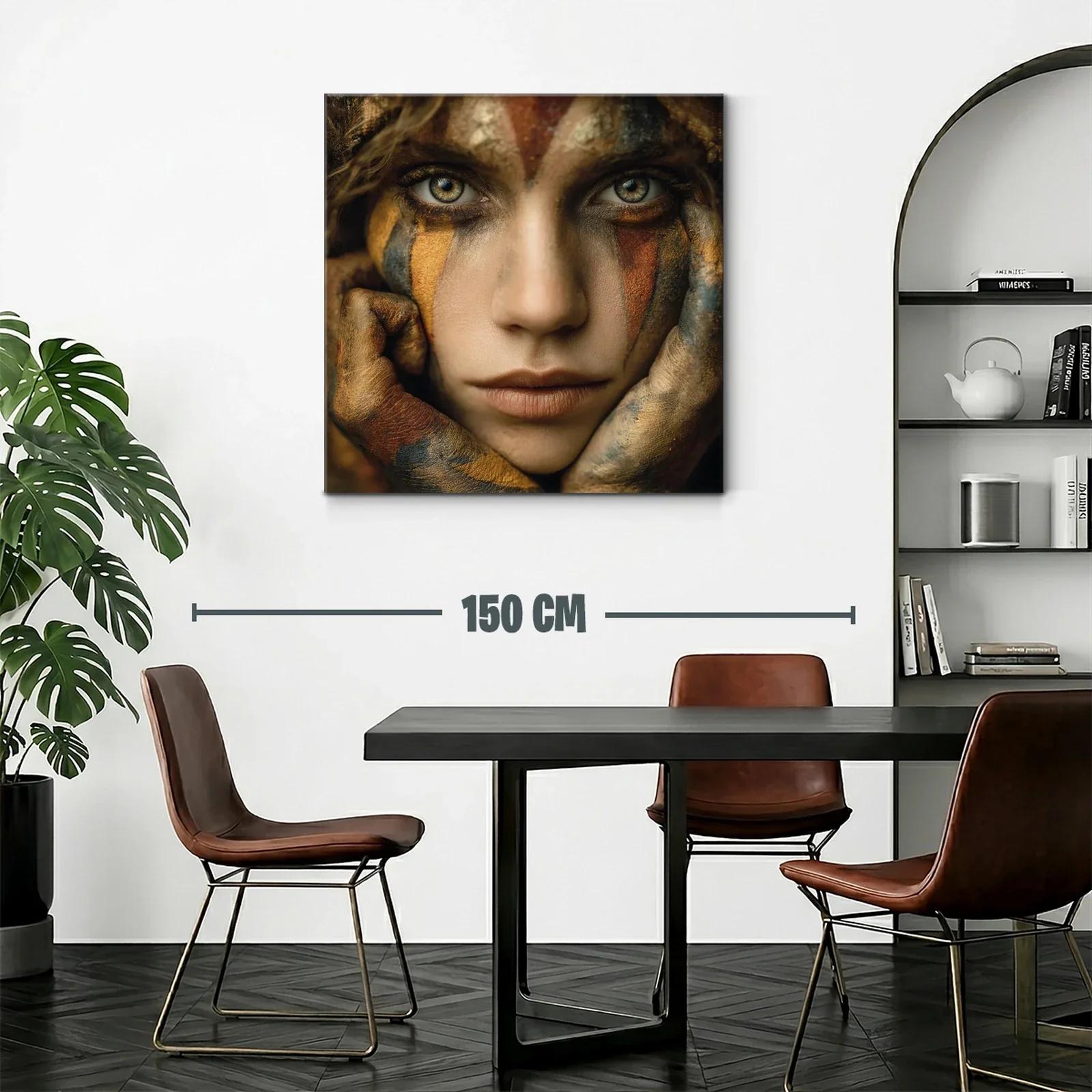 Retrato expresivo con rostro pintado en tonos cálidos — miniatura 2