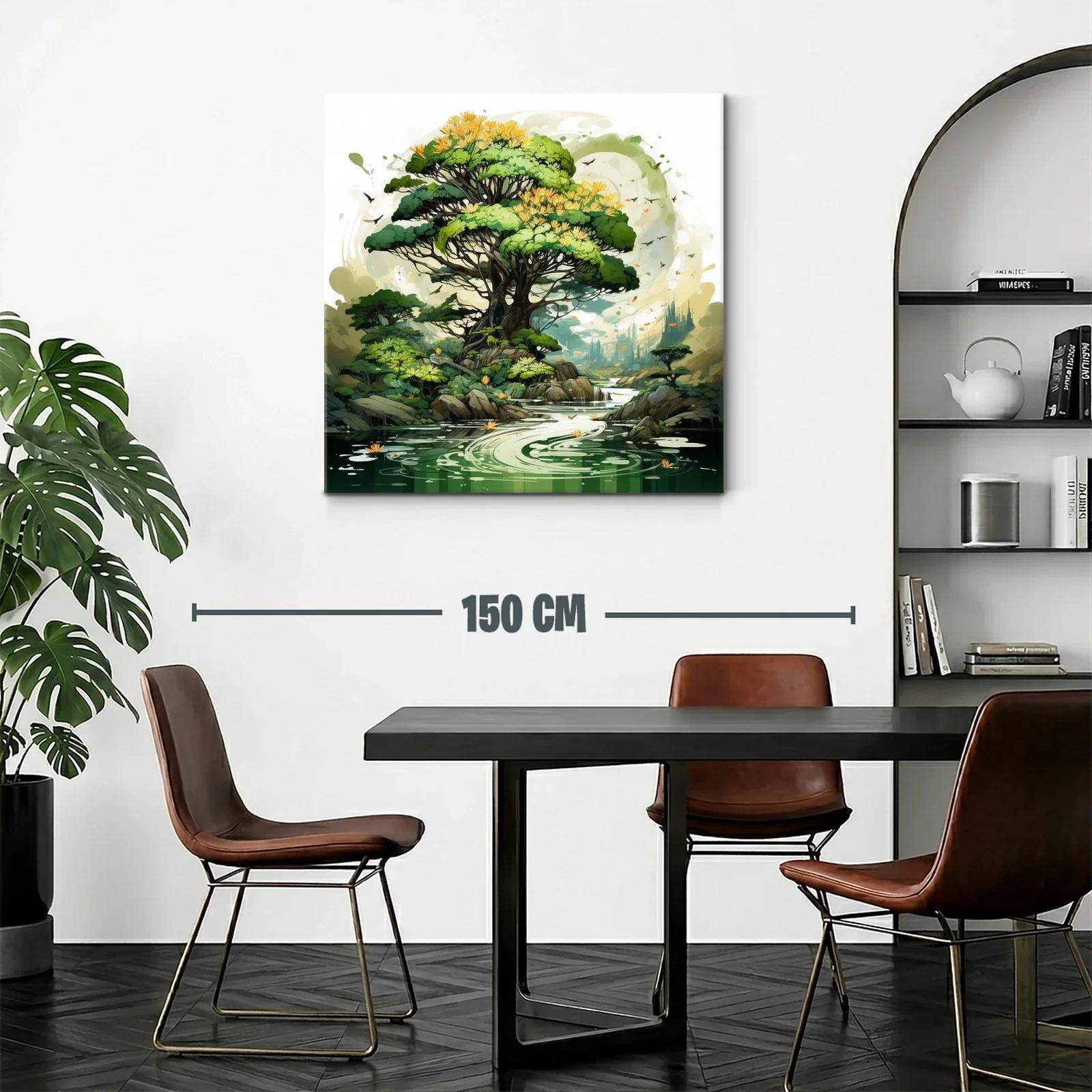 Paisaje natural con árbol frondoso y río sereno — miniatura 2