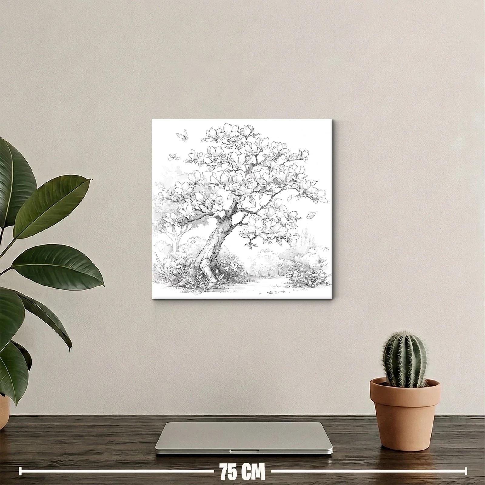 Árbol de magnolia en dibujo delicado y natural — miniatura 2