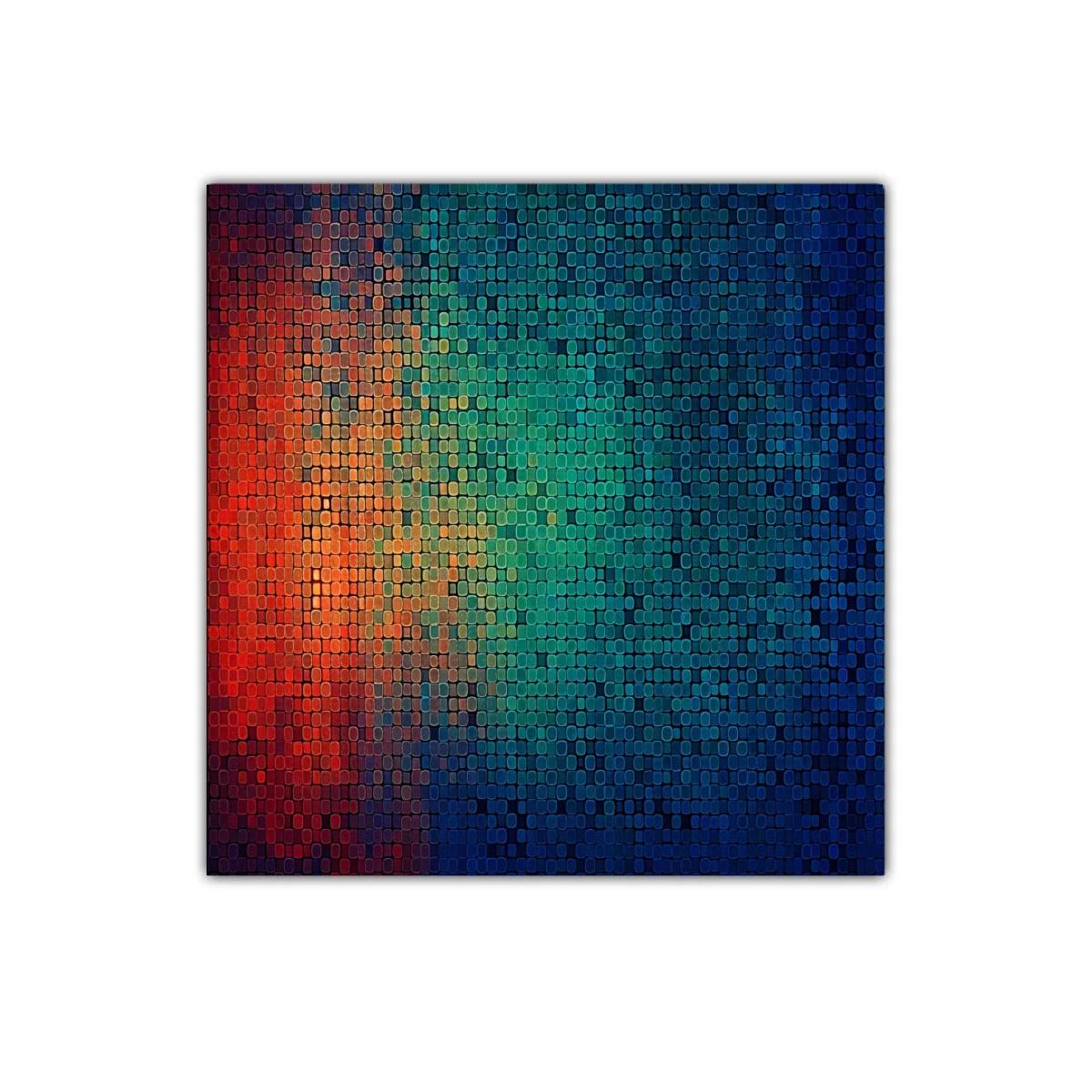 Cuadro abstracto mosaico en vibrantes tonos cálidos y fríos — miniatura 1