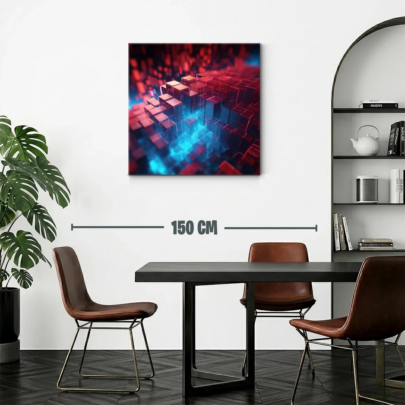 Composición abstracta de cubos translúcidos en azul y rojo — miniatura 2