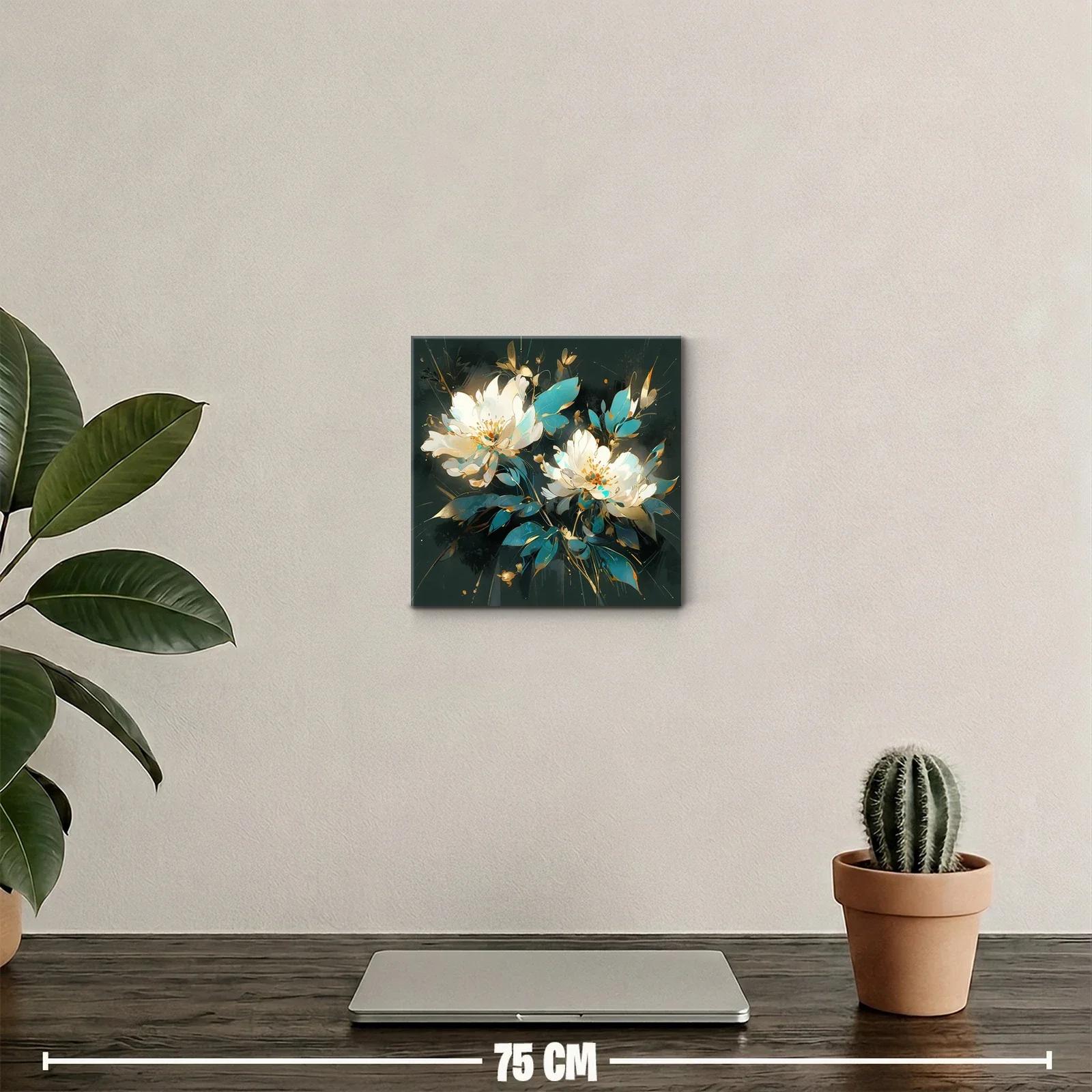 Flores delicadas en tonos dorados y turquesa vibrante — miniatura 2