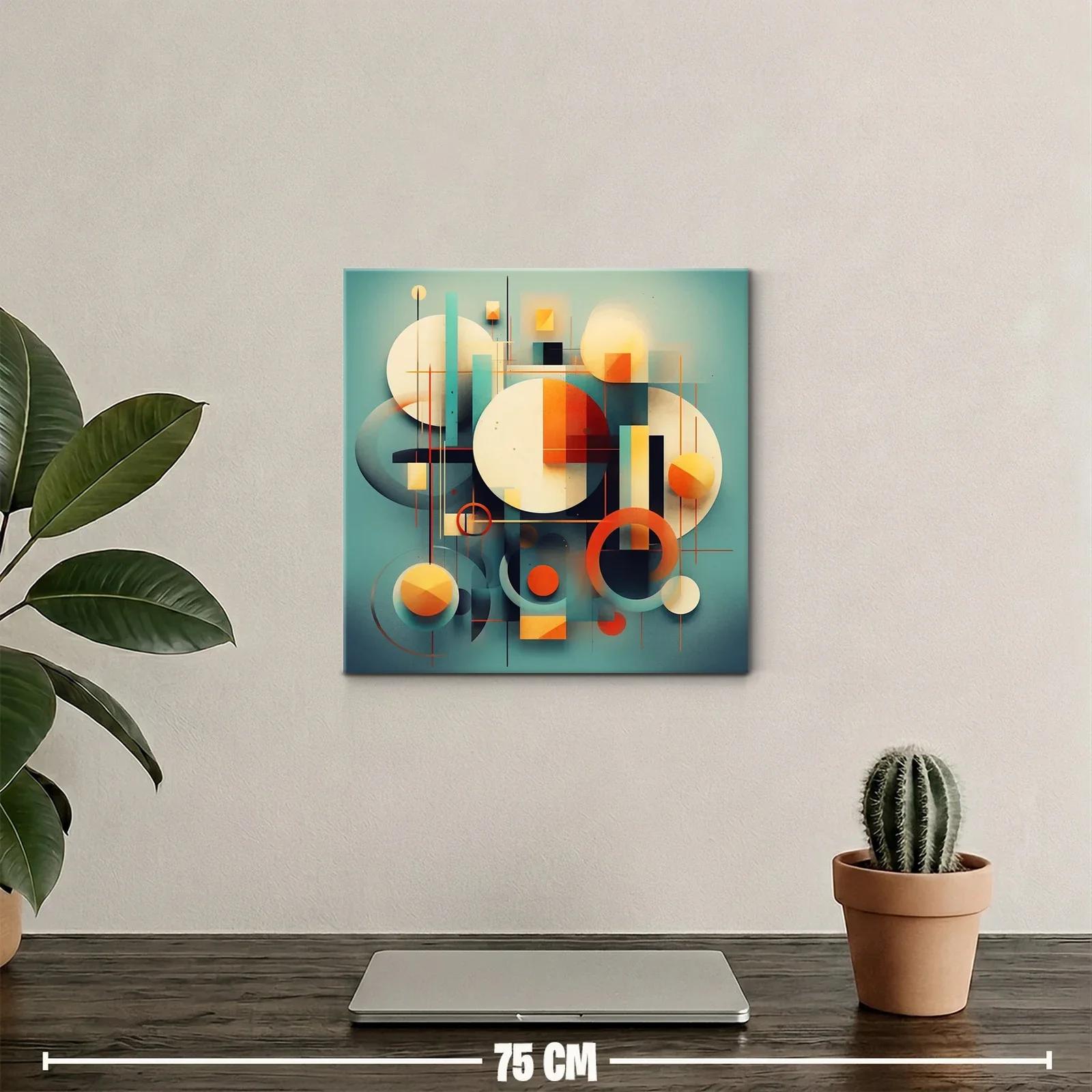 Composición abstracta con círculos y líneas en tonos cálidos y fríos — miniatura 2