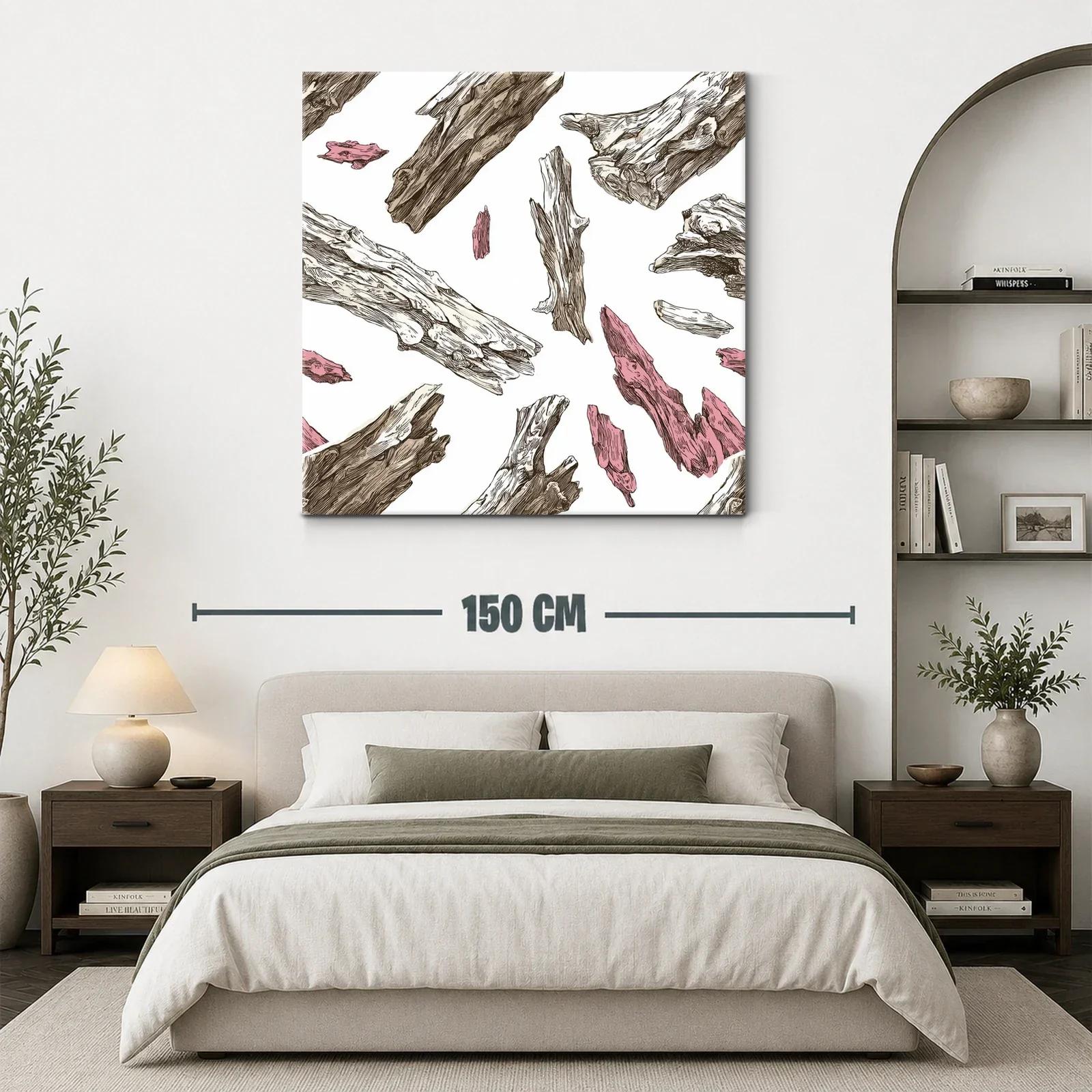 Composición moderna con fragmentos de madera en tonos naturales y rosa — miniatura 3