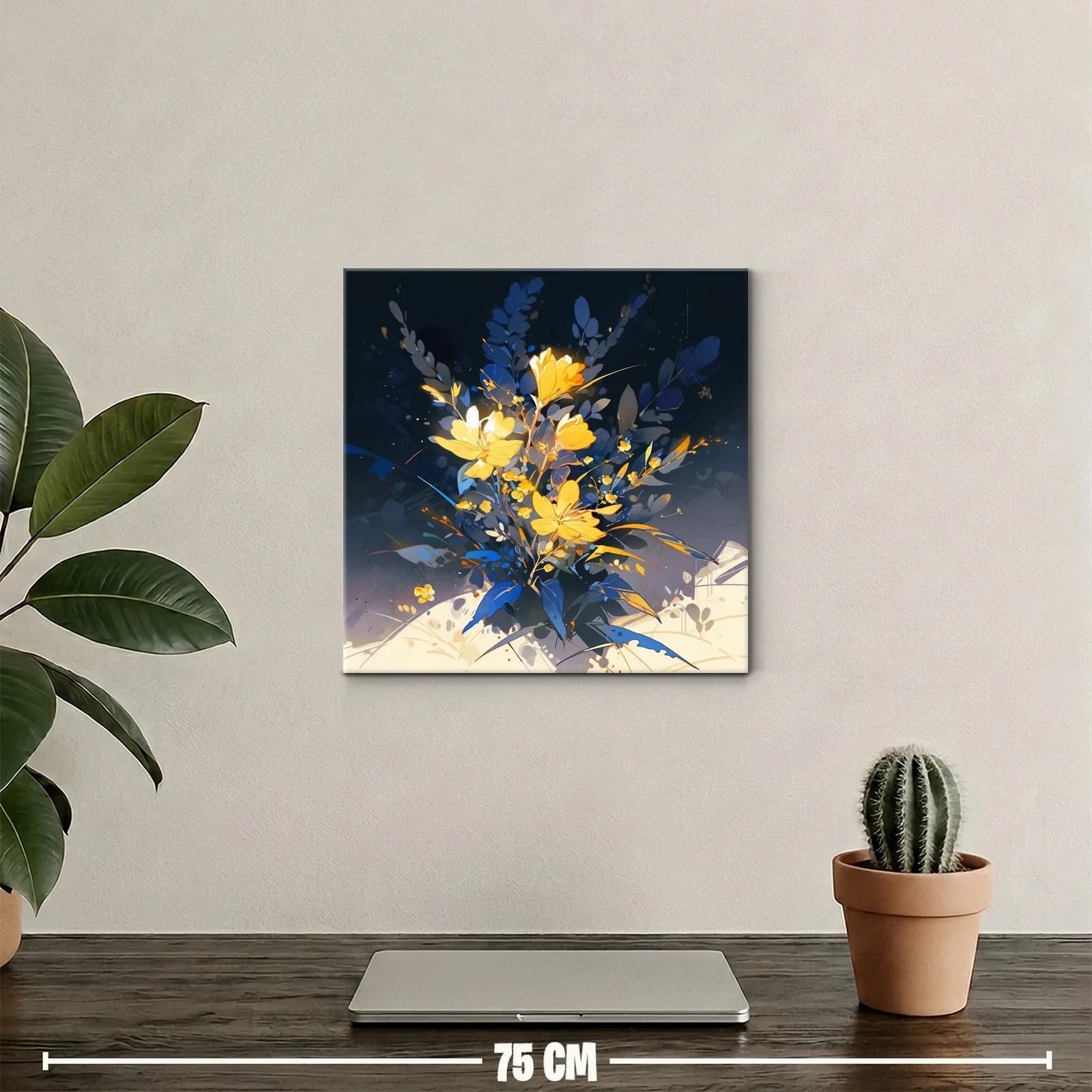 Ramo vibrante con flores amarillas sobre fondo oscuro — miniatura 2