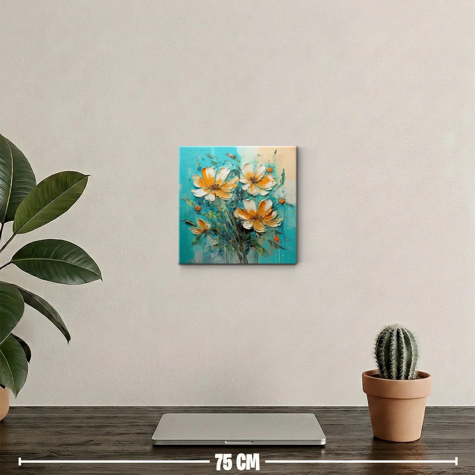 Flores vibrantes con tonalidades naranjas y turquesas — miniatura 2