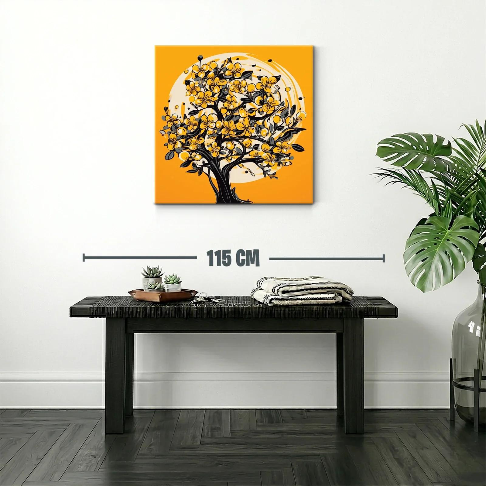 Arbol florido en tonos cálidos para ambientar tu hogar — miniatura 2