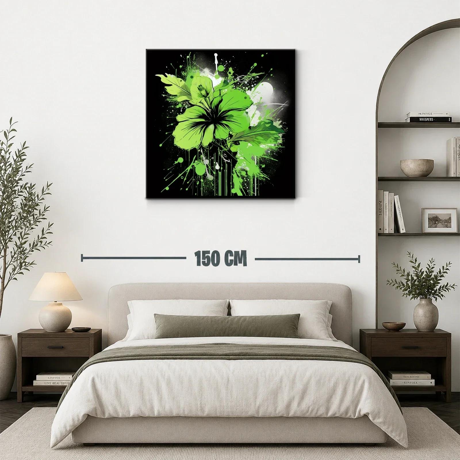 Flor verde vibrante con explosión artística sobre fondo oscuro — miniatura 3