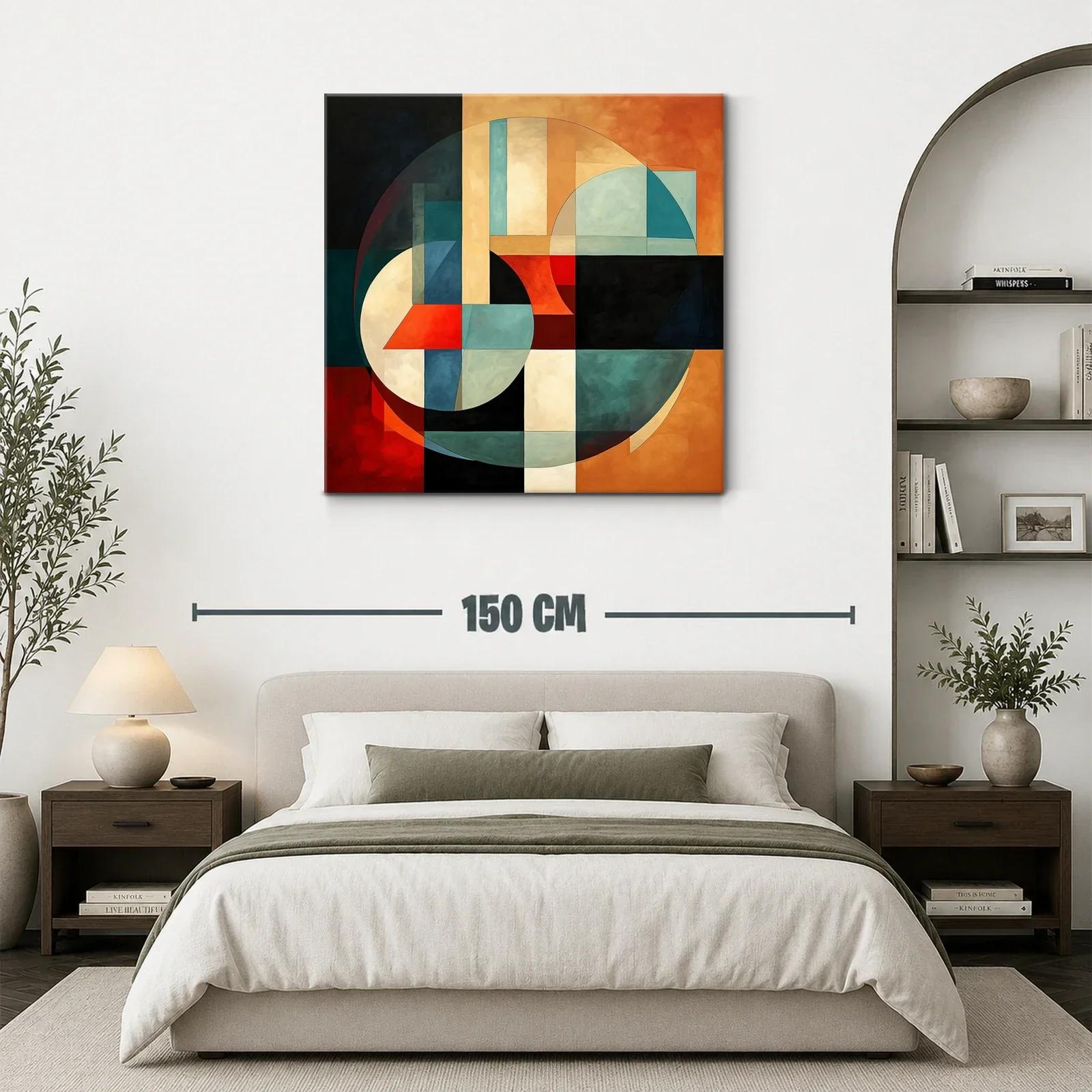 Arte abstracto geométrico con vibrantes tonos cálidos y fríos — miniatura 3