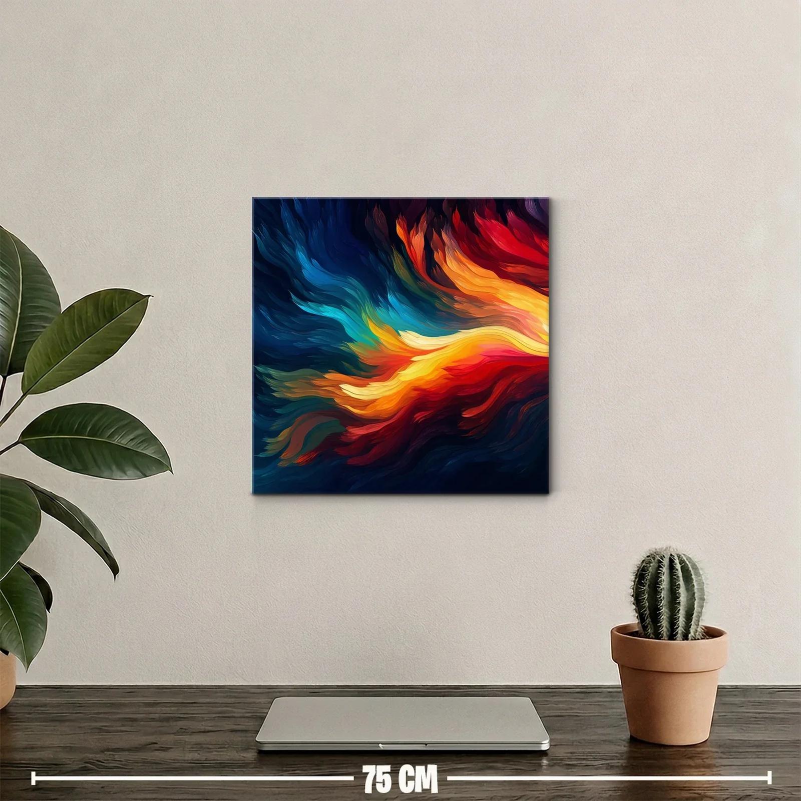 Cuadro abstracto con llamas en tonos vibrantes y dinámicos — miniatura 2