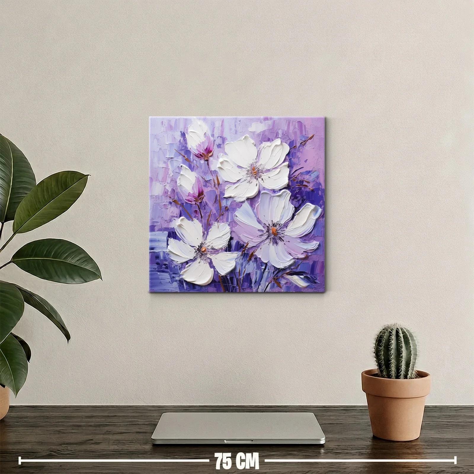 Flores blancas sobre un fondo violeta en relieve — miniatura 2
