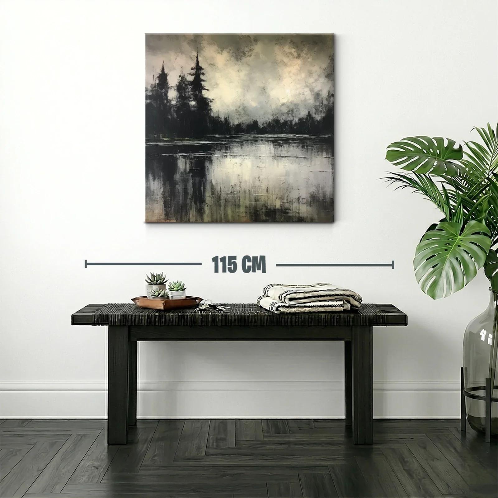 Paisaje abstracto con reflejos en tonos neutros y negros — miniatura 2
