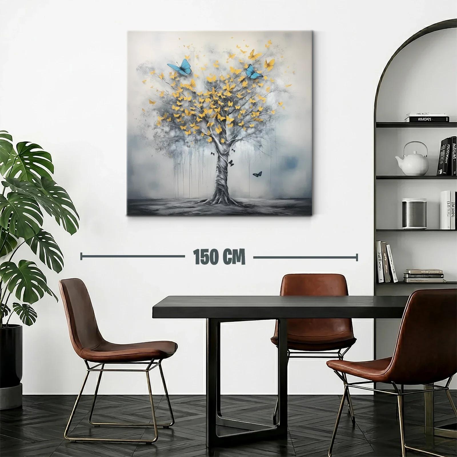 Árbol con mariposas doradas y azules en movimiento — miniatura 2