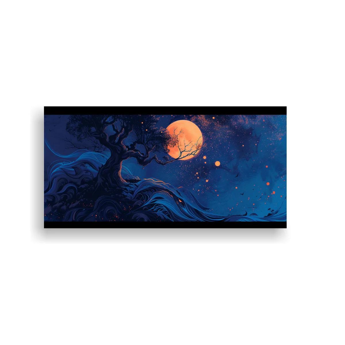 Cuadro árbol bajo la luna llena con ramas sinuosas — imagen principal