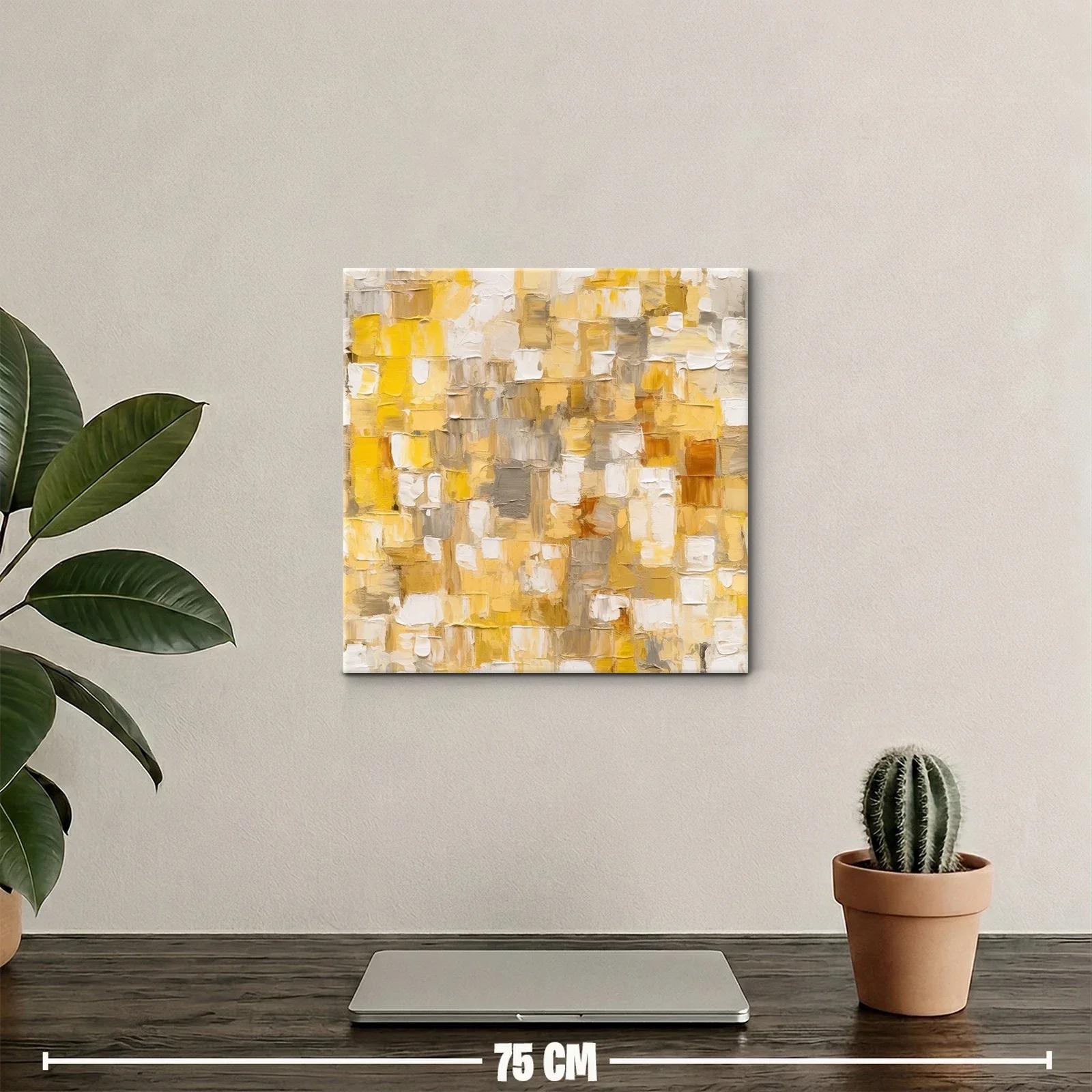 Cuadro abstracto en tonos amarillos y beige cálidos — miniatura 2
