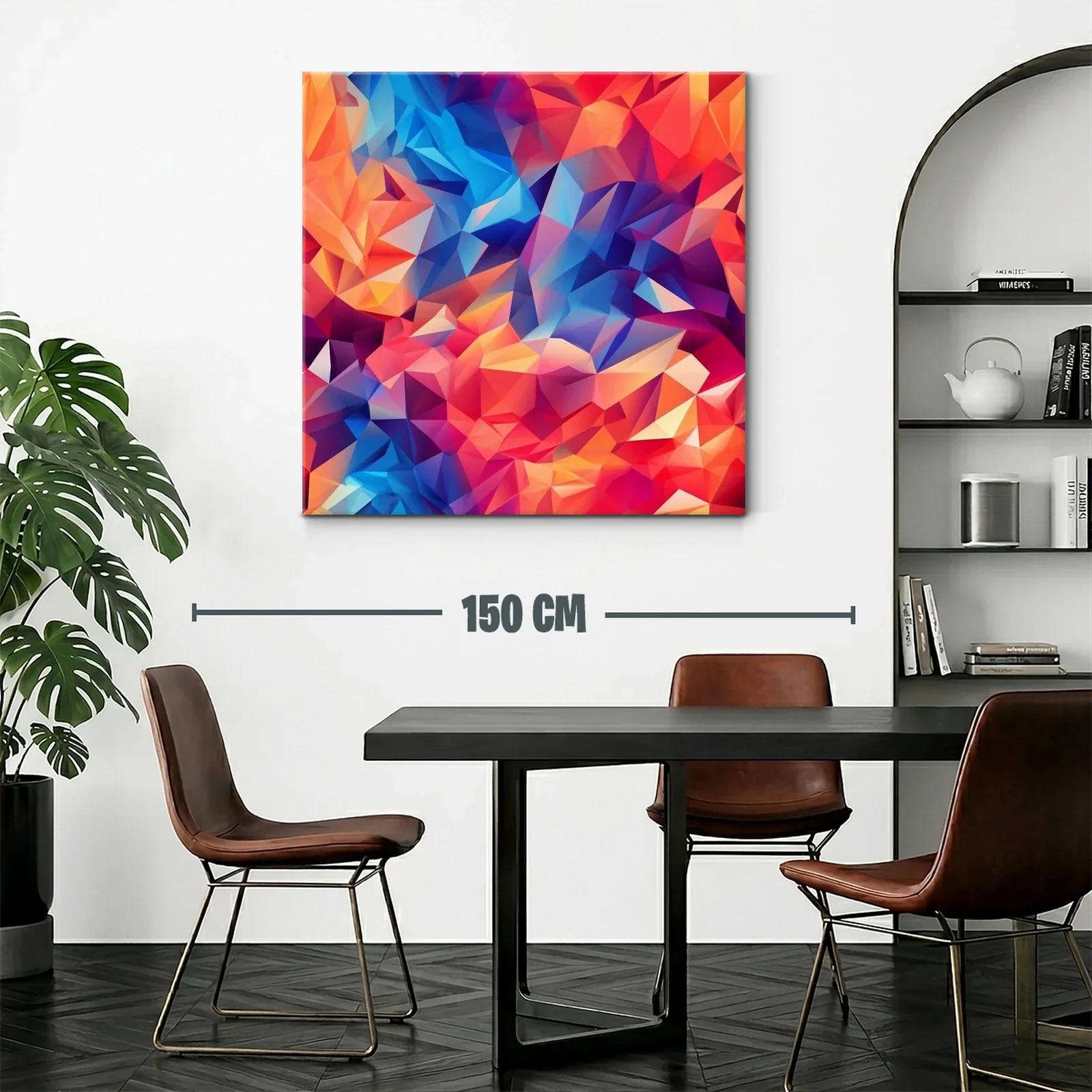 Cuadro abstracto con tonos vibrantes en formas geométricas — miniatura 2