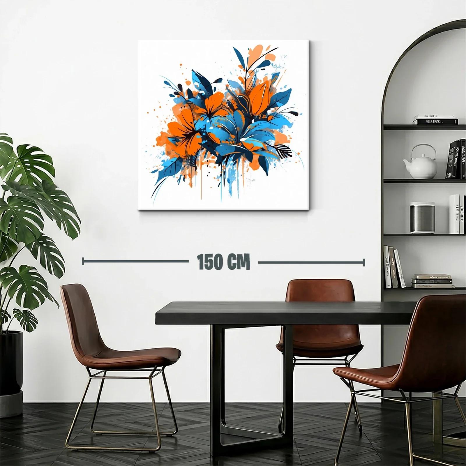 Composición vibrante de flores en tonos naranja y azul — miniatura 2