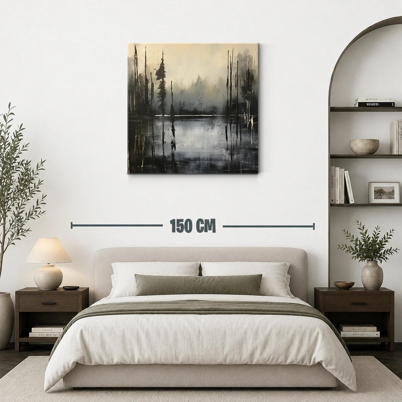 Paisaje abstracto en tonos grises y negros con reflejos — miniatura 3