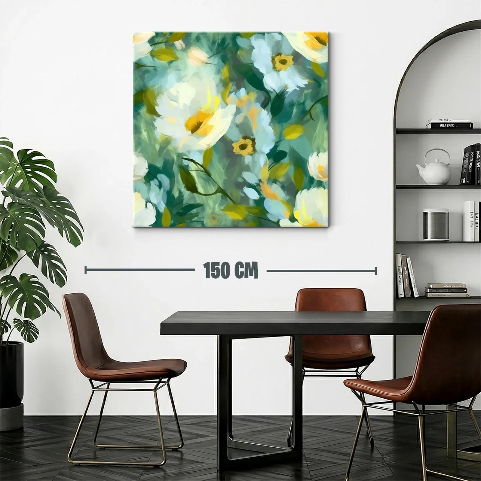 Cuadro floral con tonos verdes y amarillos vibrantes — miniatura 2