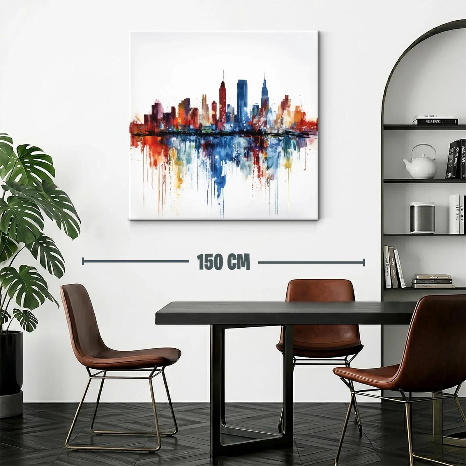 Ciudad vibrante con reflejos en tonos cálidos y fríos — miniatura 2
