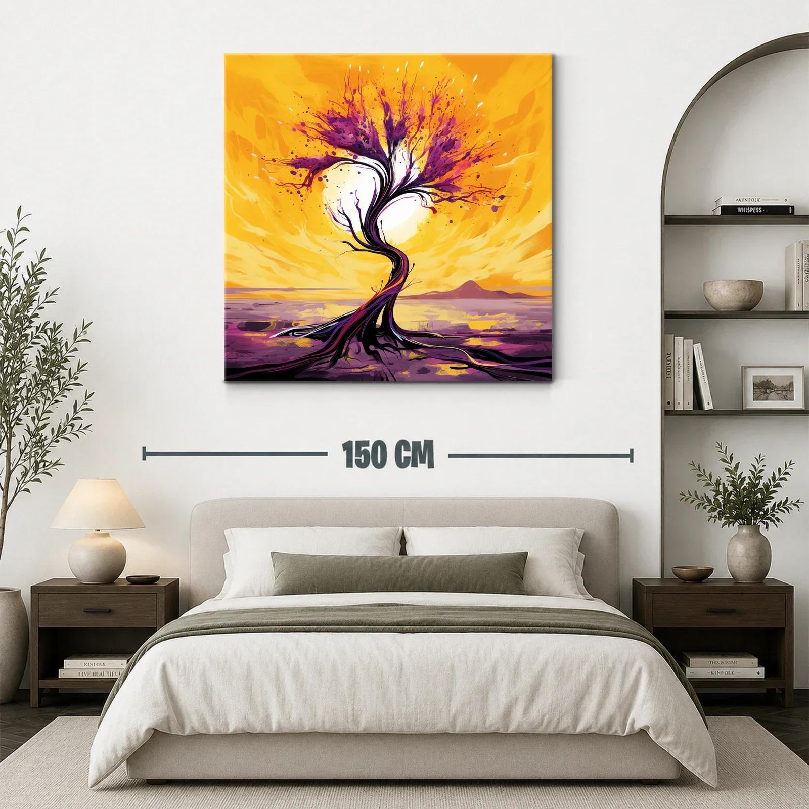 Árbol abstracto en vibrantes tonos morados y amarillos — miniatura 3