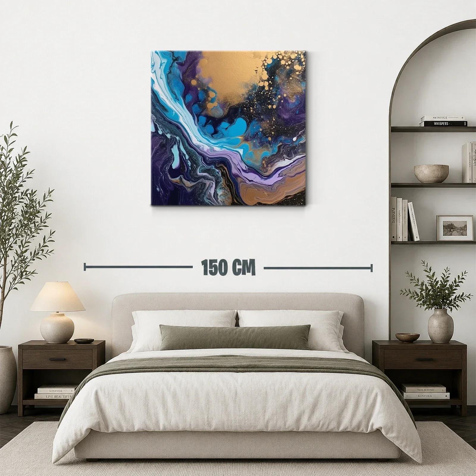 Composición abstracta en tonos azulados y dorados vibrantes — miniatura 3